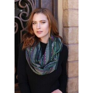 Anika Dali Shimmer Sparkle Festival Bliss Infinity Scarf-Green Multi-color